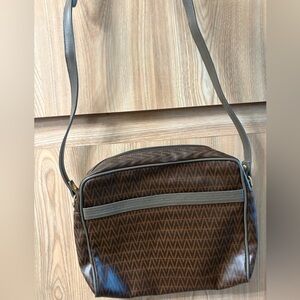 Auth Mario Valentino V logo shoulder bag dark brown Firm Price